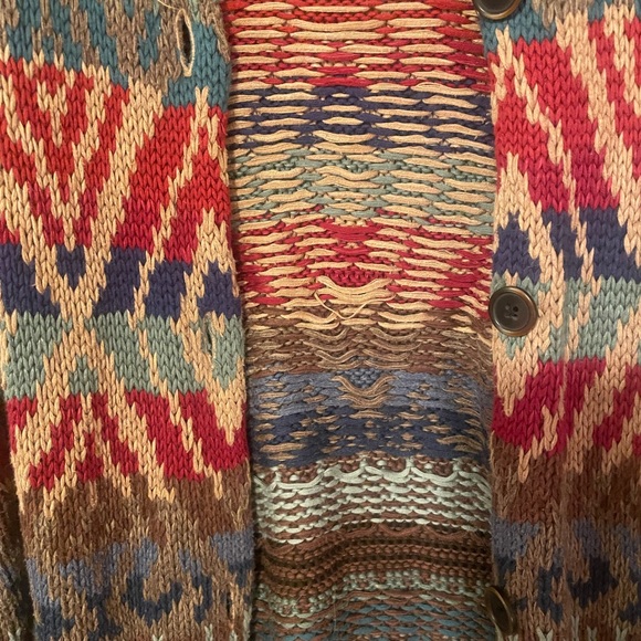 Lauren Jeans Co Ralph Southwest Aztec Knit Cardigan Sweater Brown Medium - Picture 4 of 4